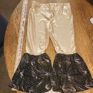 Shiny Gold and Black Stretchy Bling Kids Handmade Bell Bottoms